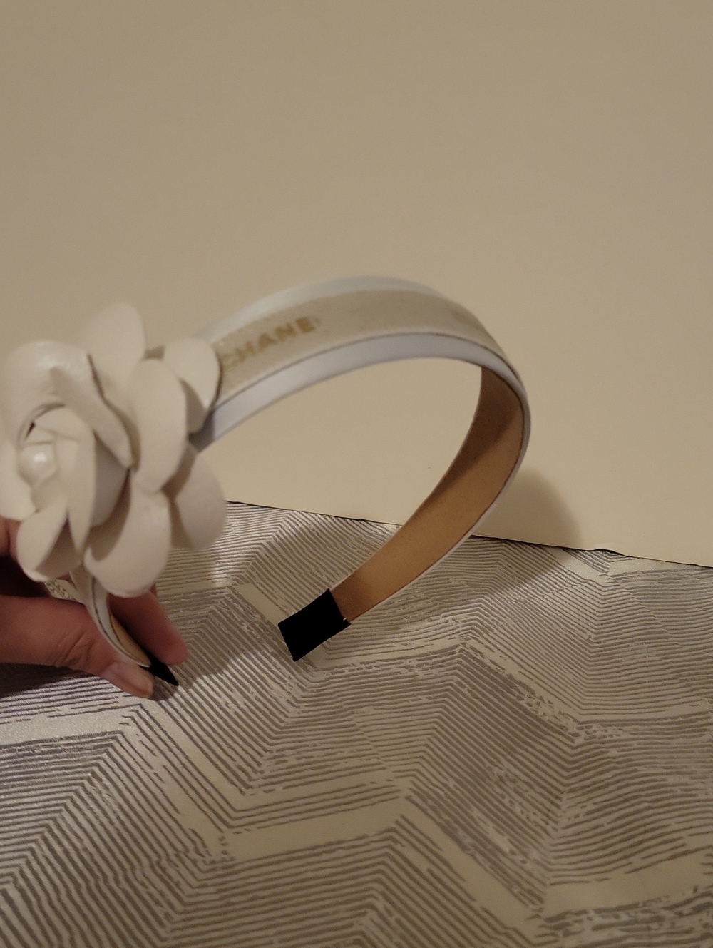 CHANEL White & Gold Ribbon